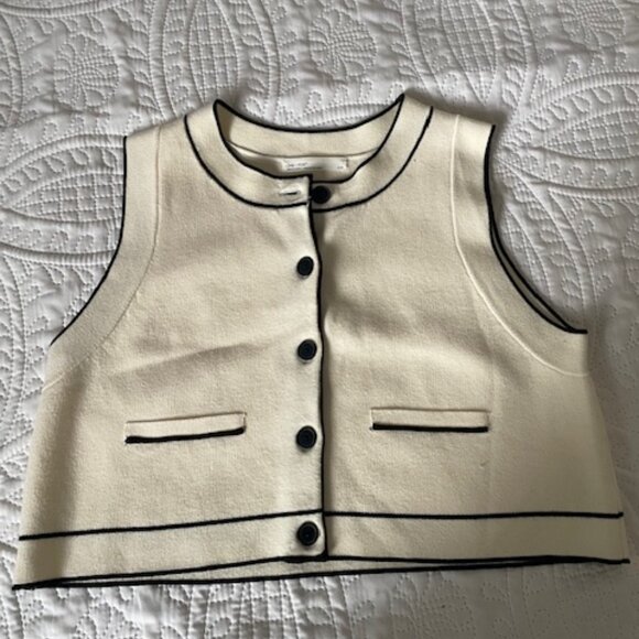 Oak & Fort Knit Vest Cropped Size Medium - Picture 1 of 3